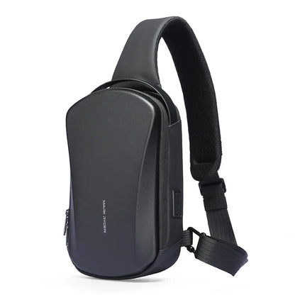 Hard-Shell Waterproof Crossbody Bag Sling with USB Port Black-2