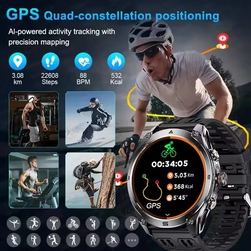 NNEOBA Tactical GPS Smartwatch Black-1
