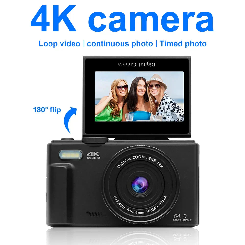 4K Digital Camera for Photography 64MP Vlogging Black-1
