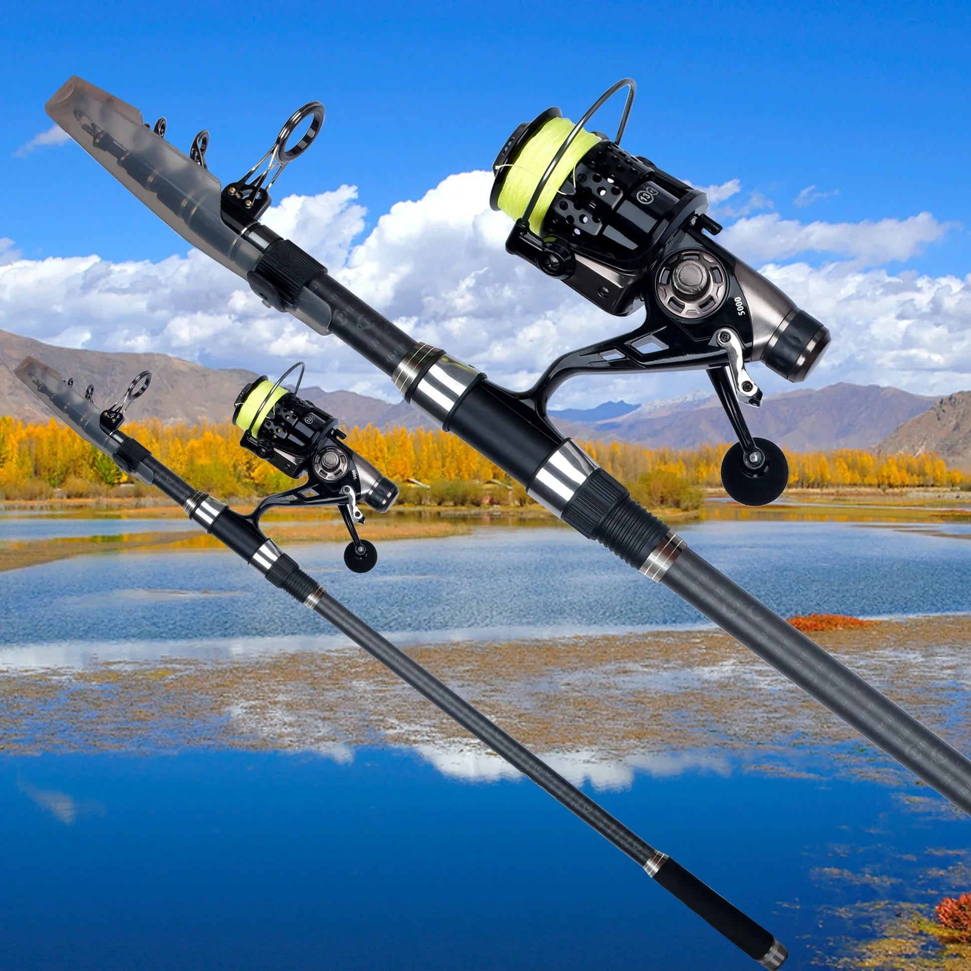 5.3m Telescopic Surf Spinning Rod 30T Carbon Fiber Black-4