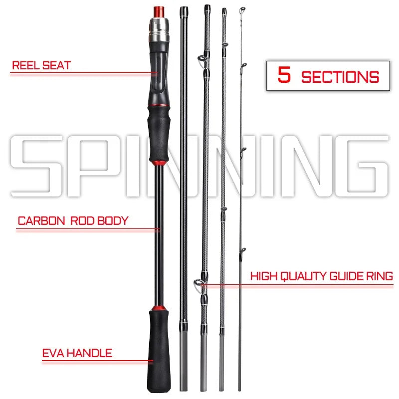 2.1M Carbon Fiber Casting Rod 6-Section Black-2