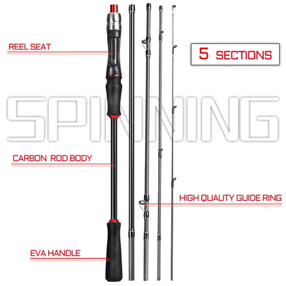 2.1M Carbon Fiber Casting Rod 6-Section Black-2