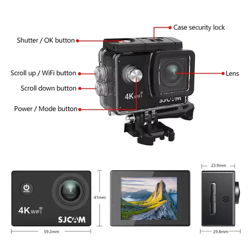 4K Action Camera 30M Waterproof Sports Cam Balck-2