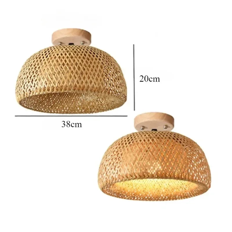 Handmade Boho Bamboo Wicker Ceiling Light Brown-2