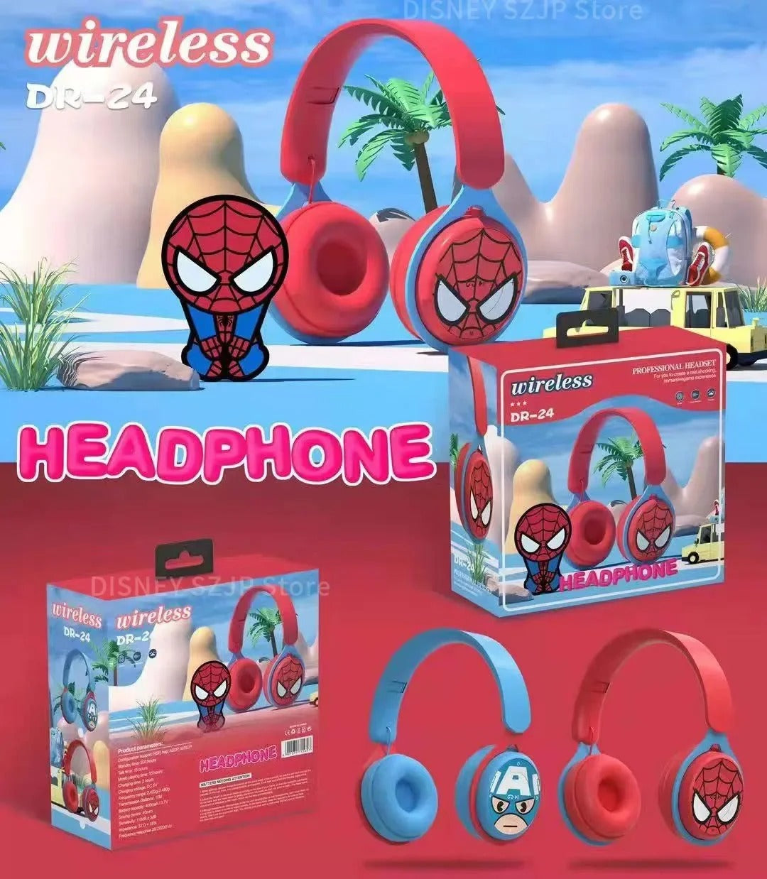 Kids Bluetooth Headphones Spider-Man HiFi Wireless-2