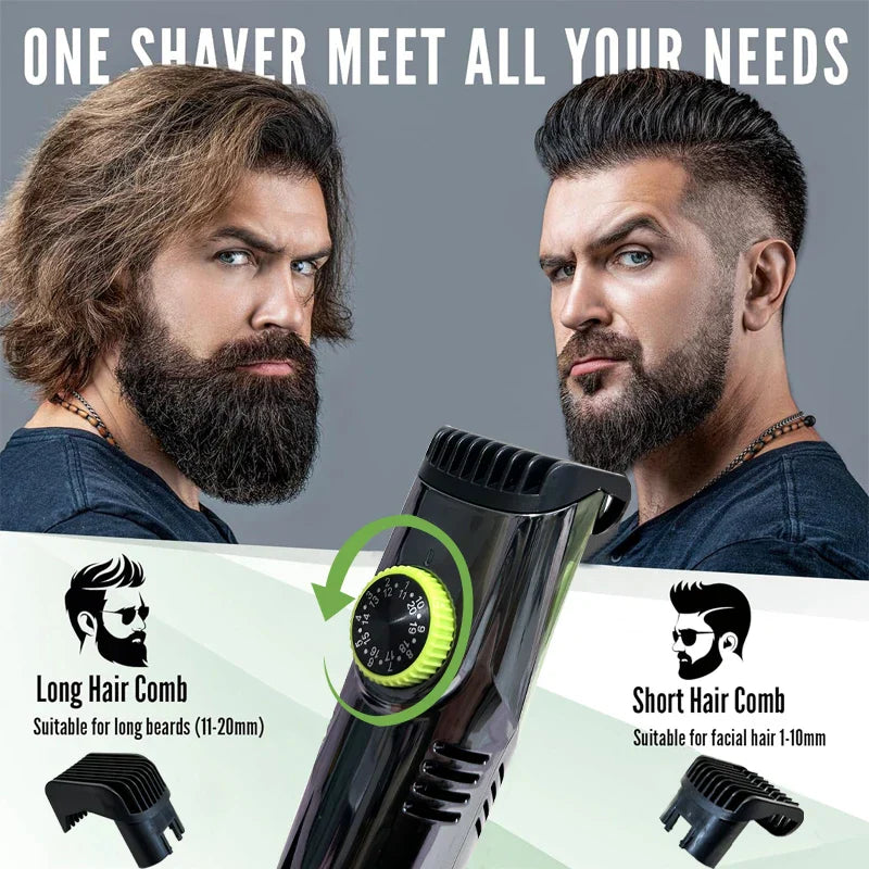 Cordless Beard Trimmer & Electric Shaver 20 Trim Settings Green-1
