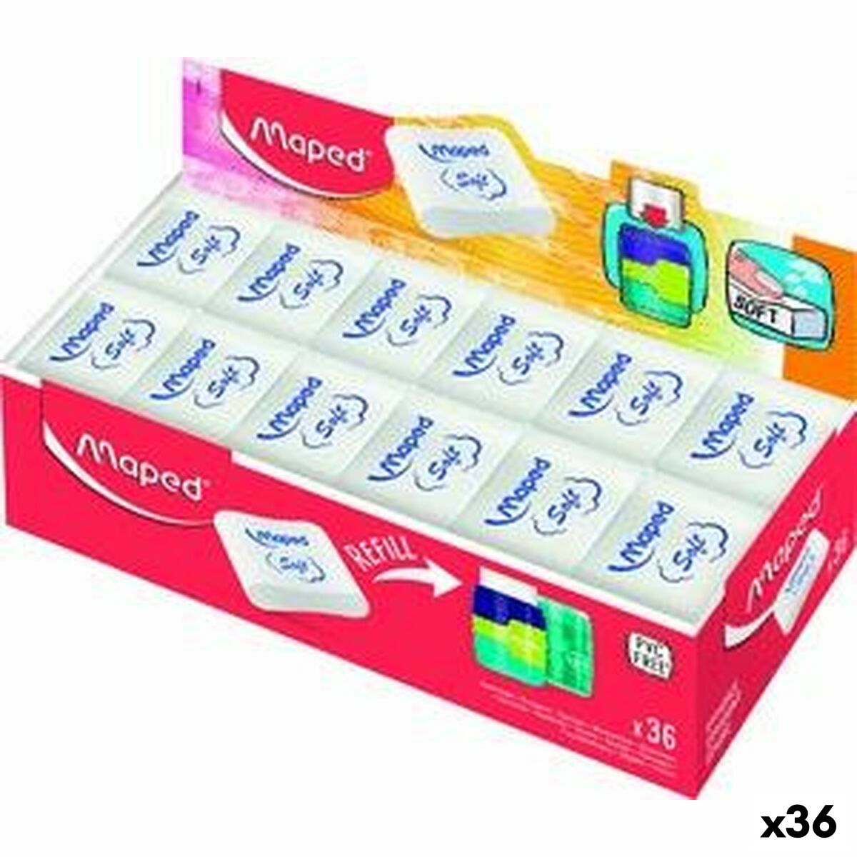 Eraser Set Maped Essential Soft Connect White 36 Units-0