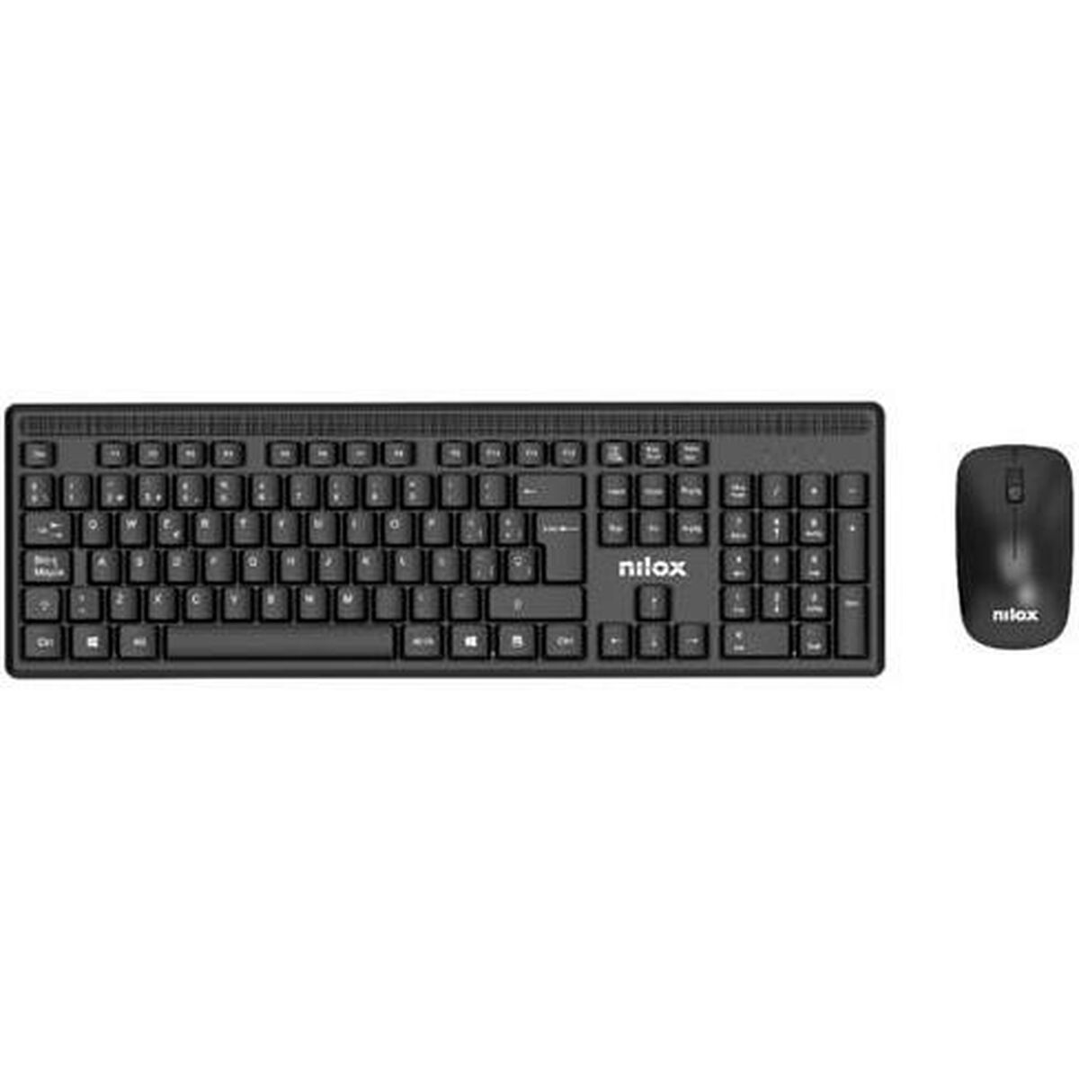 Keyboard and Mouse Nilox Black Spanish Qwerty (20 Units)-1