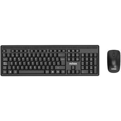 Keyboard and Mouse Nilox Black Spanish Qwerty (20 Units)-1