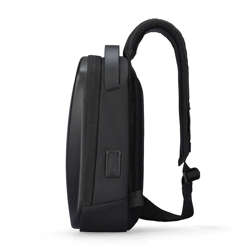 Hard-Shell Waterproof Crossbody Bag Sling with USB Port Black-3