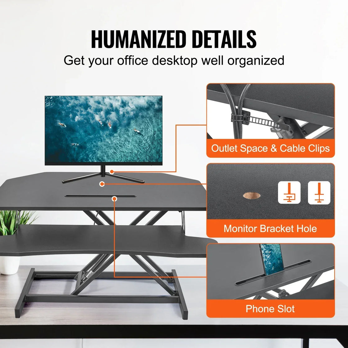 NNEOBA X-Frame Double-Layer Standing Desk Converter - Height Adjustable Sit-to-Stand Desk-4