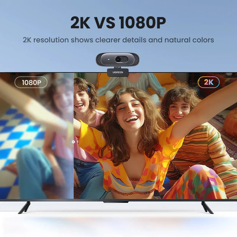 2K USB Webcam HD Mini Web Camera with Autofocus Black-2