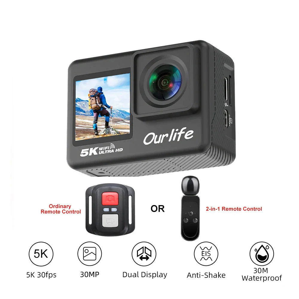 5K Action Camera with Touchscreen Waterproof Black-2