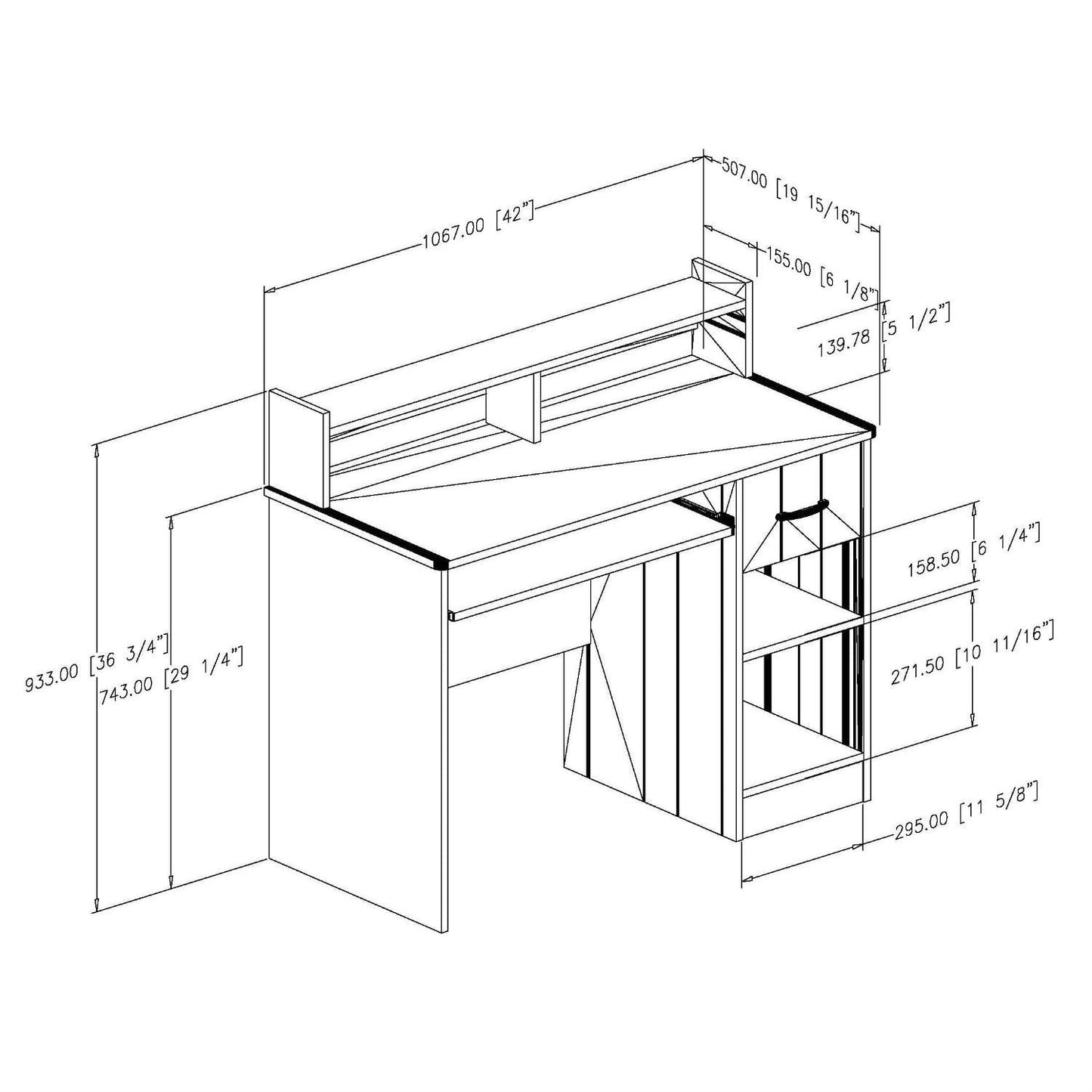Contemporary Home Office Computer Desk in White Wood Finish-3