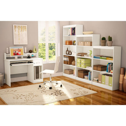 Contemporary Home Office Computer Desk in White Wood Finish-1