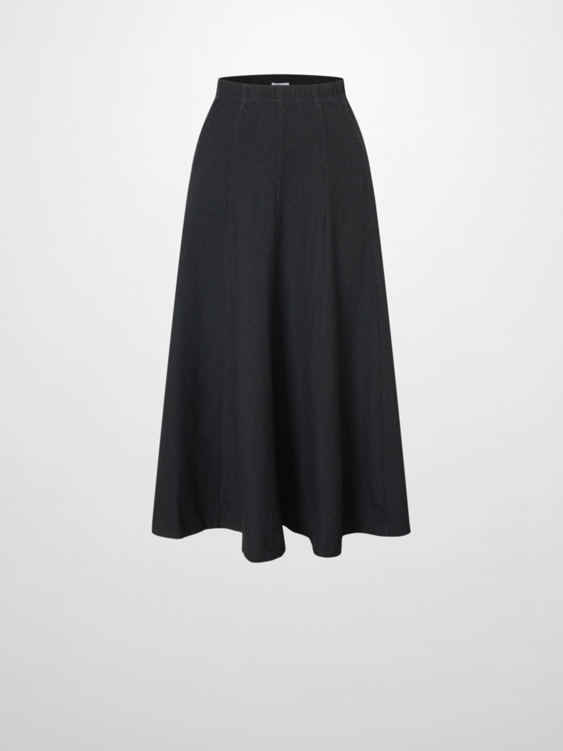 Paneled Flare Skirt 25"-Solid Black-1