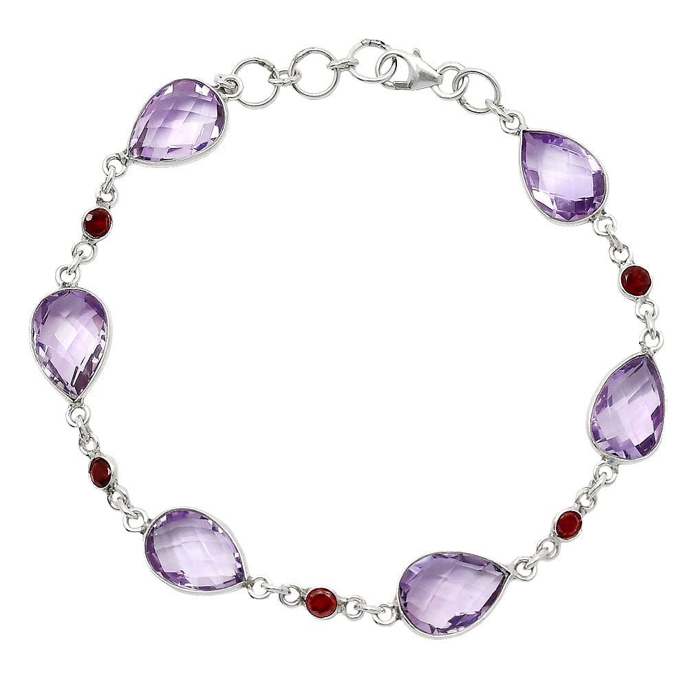 Amethyst Checker Briolette & Garnet Bracelet B-1006 SDB5054-1