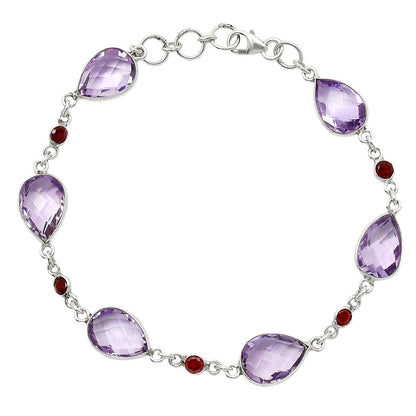 Amethyst Checker Briolette & Garnet Bracelet B-1006 SDB5054-1