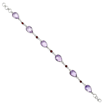 Amethyst Checker Briolette & Garnet Bracelet B-1006 SDB5054-3