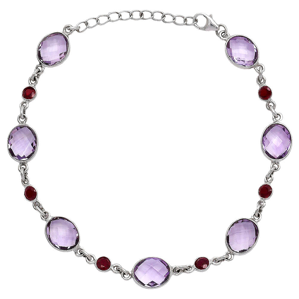 Amethyst Checker Briolette & Garnet Bracelet B-1006 SDB5312-1