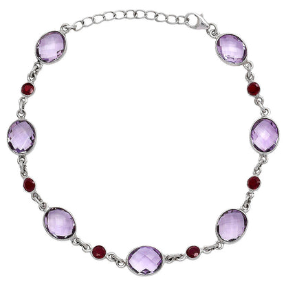 Amethyst Checker Briolette & Garnet Bracelet B-1006 SDB5312-1