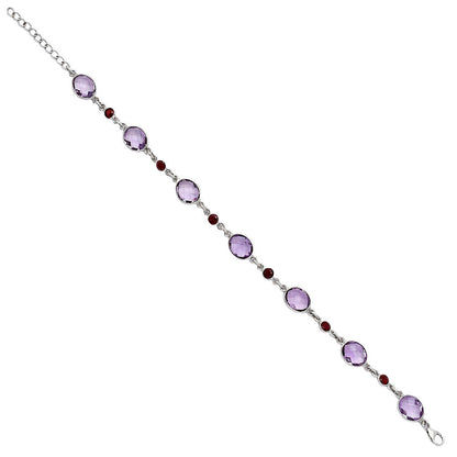 Amethyst Checker Briolette & Garnet Bracelet B-1006 SDB5312-3