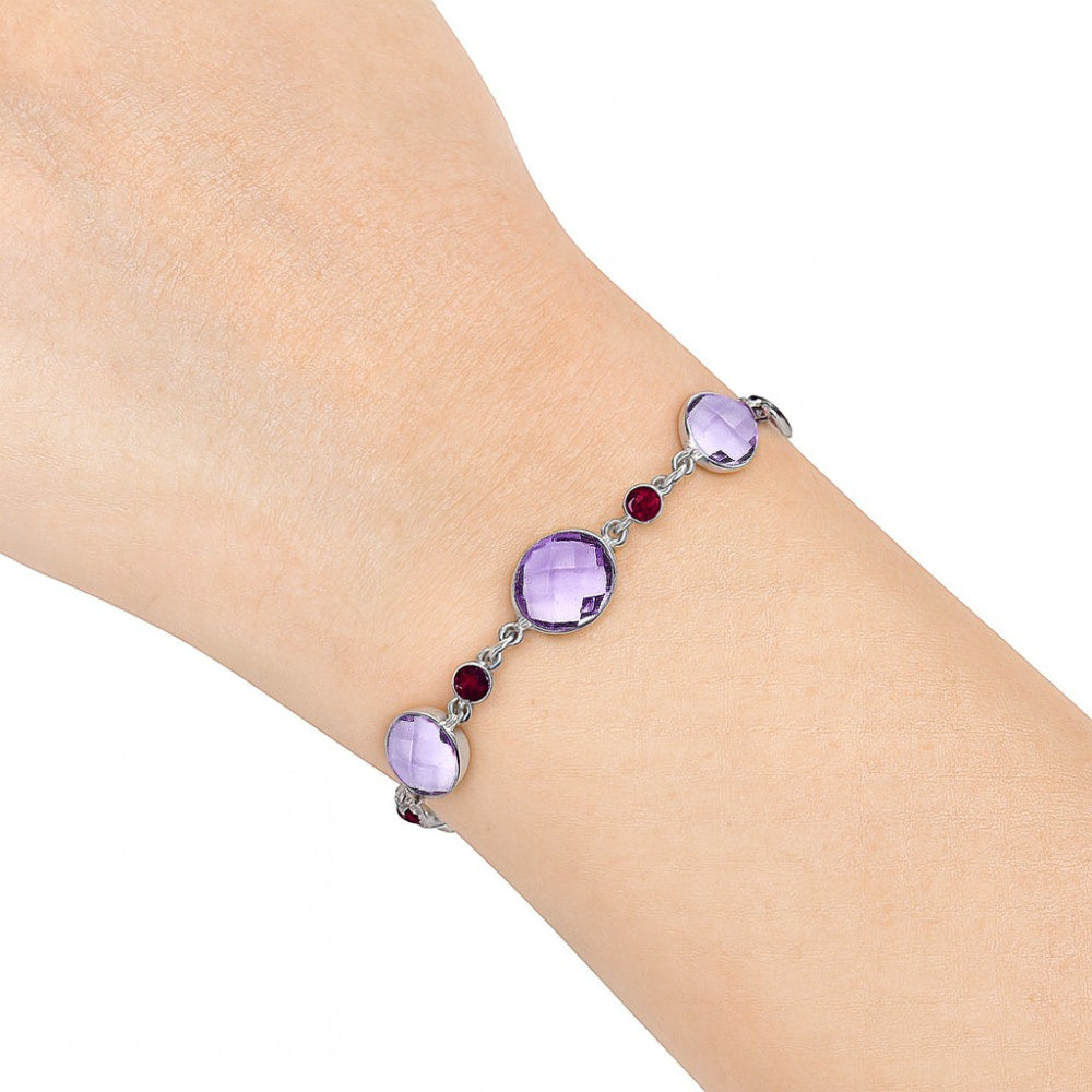 Amethyst Checker Briolette & Garnet Bracelet B-1006 SDB5312-0