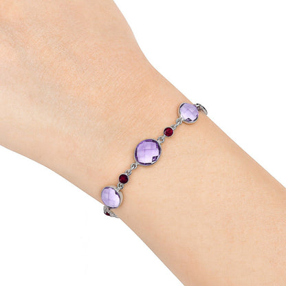 Amethyst Checker Briolette & Garnet Bracelet B-1006 SDB5312-0