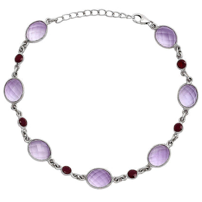 Amethyst Checker - Brazil & Garnet Bracelet B-1006 SDB5313-1