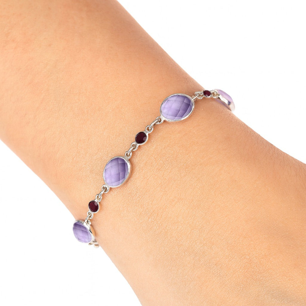 Amethyst Checker - Brazil & Garnet Bracelet B-1006 SDB5313-0