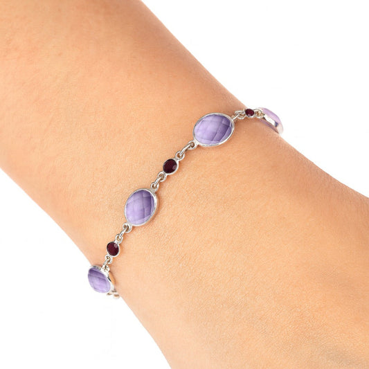 Amethyst Checker - Brazil & Garnet Bracelet B-1006 SDB5313-0