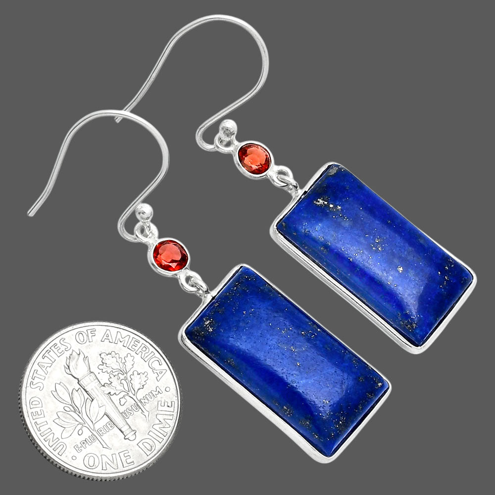 Lapis Lazuli - Afghanistan & Garnet Earrings E-1002 SDE89362-2