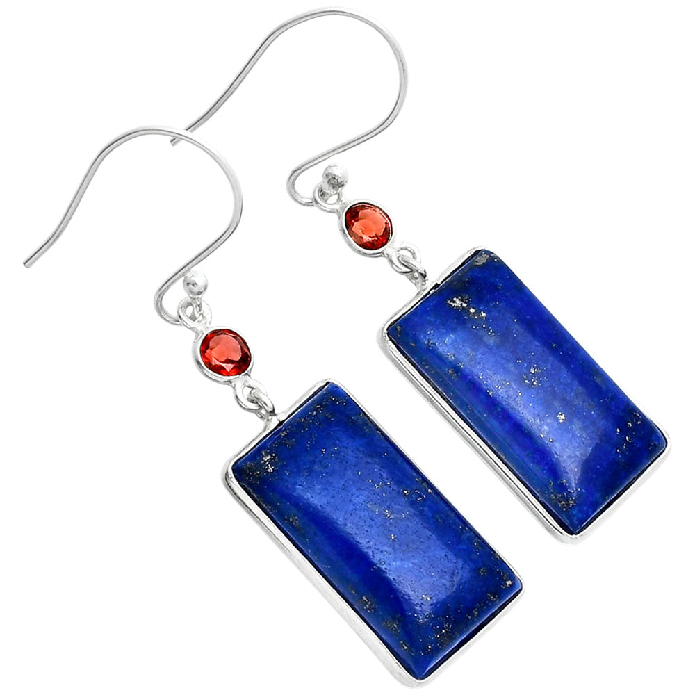 Lapis Lazuli - Afghanistan & Garnet Earrings E-1002 SDE89362-1