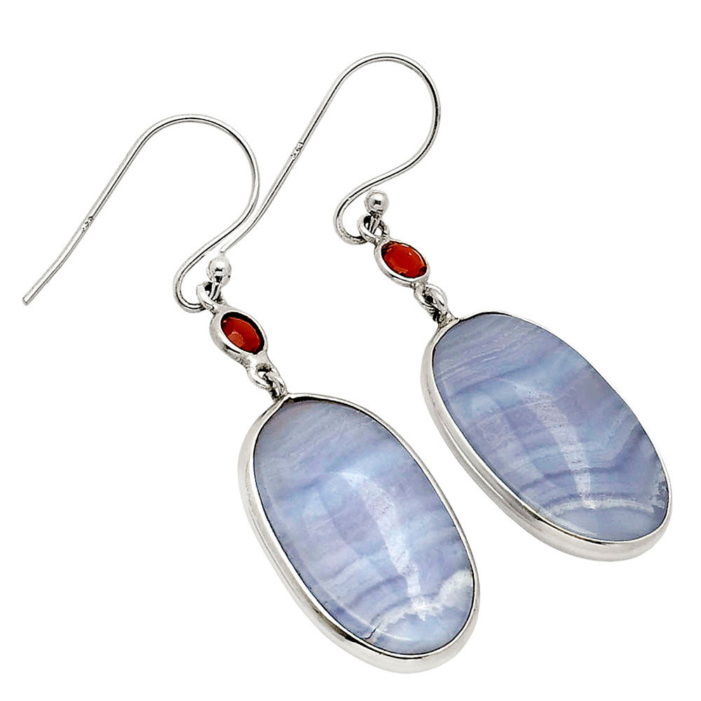 Blue Lace Agate and Garnet Earrings E-1002 SDE90203-2
