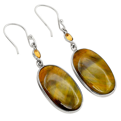 Blue Tiger Eye and Citrine Earrings E-1002 SDE90210-2