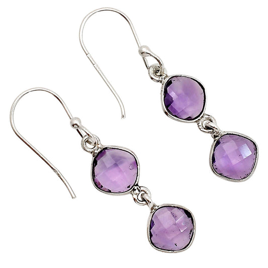 Amethyst Checker Briolette Earrings E-1006 SDE90780-0