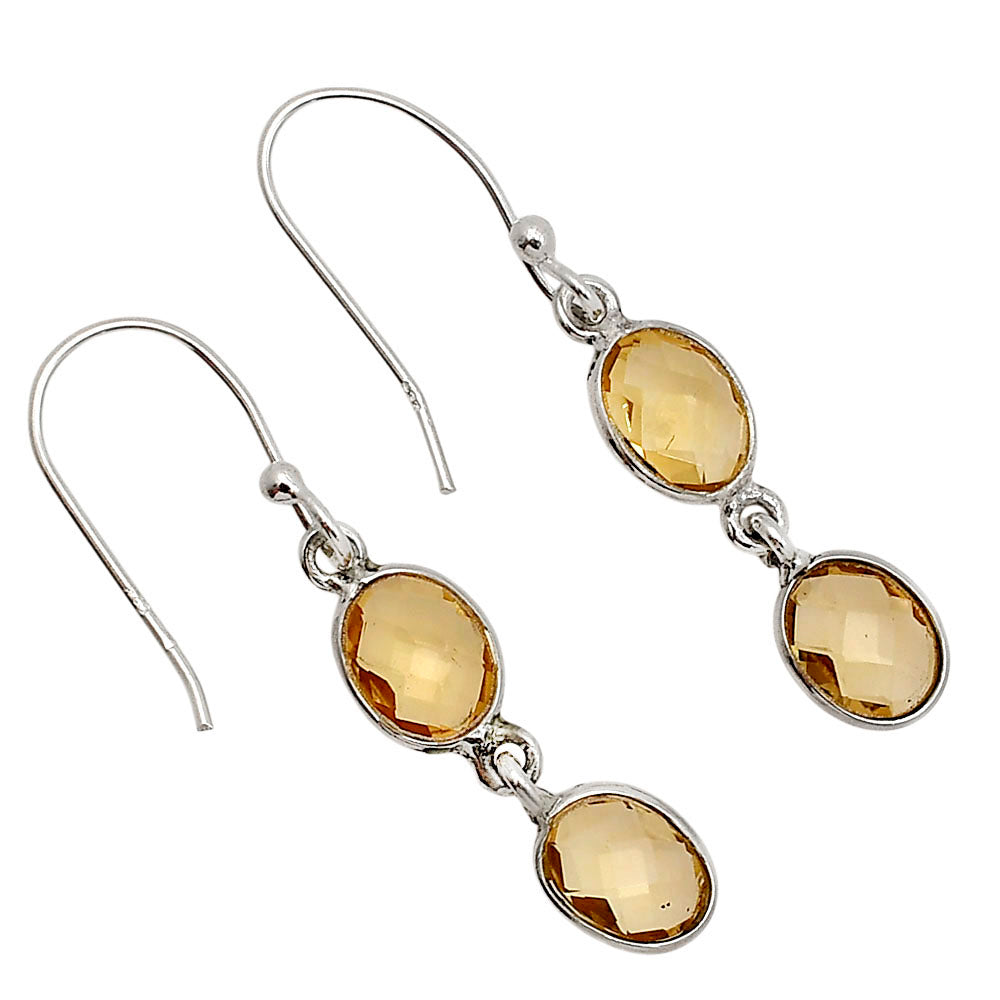 Citrine Checker Briolette Earrings E-1006 SDE90809-0