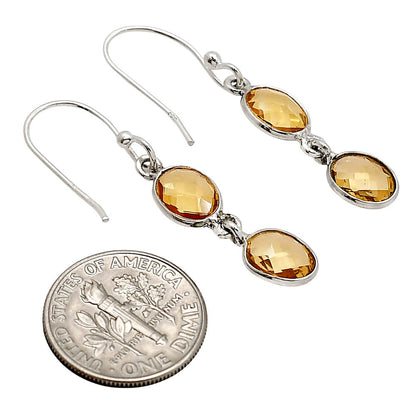 Citrine Checker Briolette Earrings E-1006 SDE90809-1