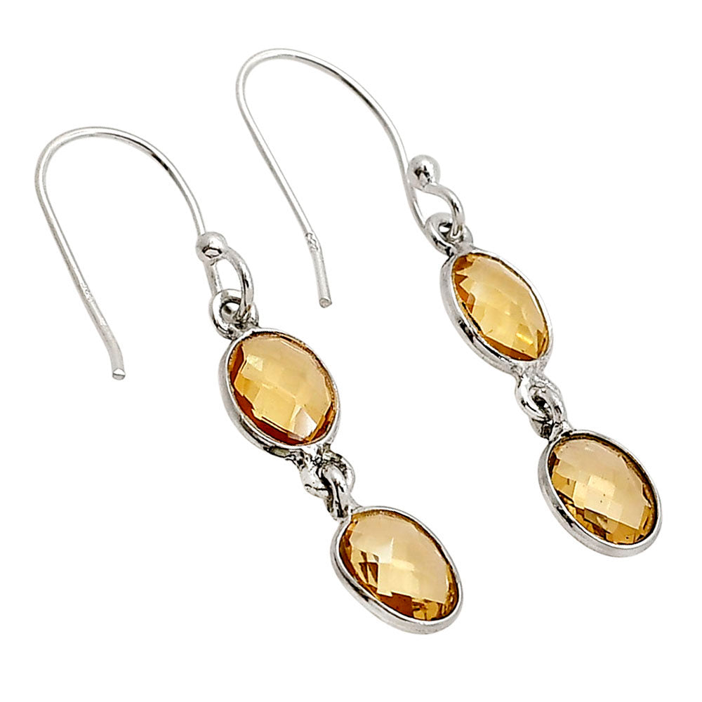 Citrine Checker Briolette Earrings E-1006 SDE90809-2