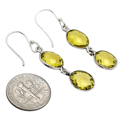 Lemon Quartz Checker Briolette Earrings E-1006 SDE90850-1