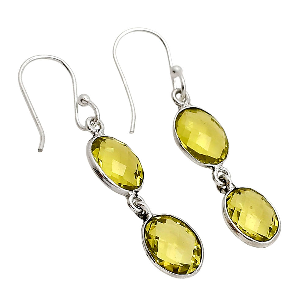 Lemon Quartz Checker Briolette Earrings E-1006 SDE90850-2