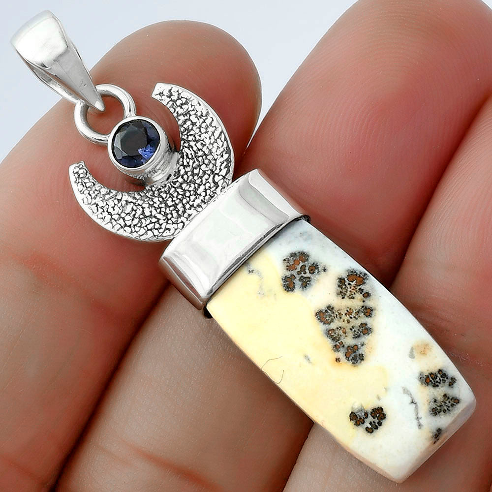 Crescent Moon Maligano Jasper & Iolite Pendant P-1453 SDP103233-0
