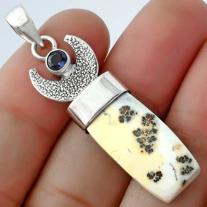 Crescent Moon Maligano Jasper & Iolite Pendant P-1453 SDP103233-0