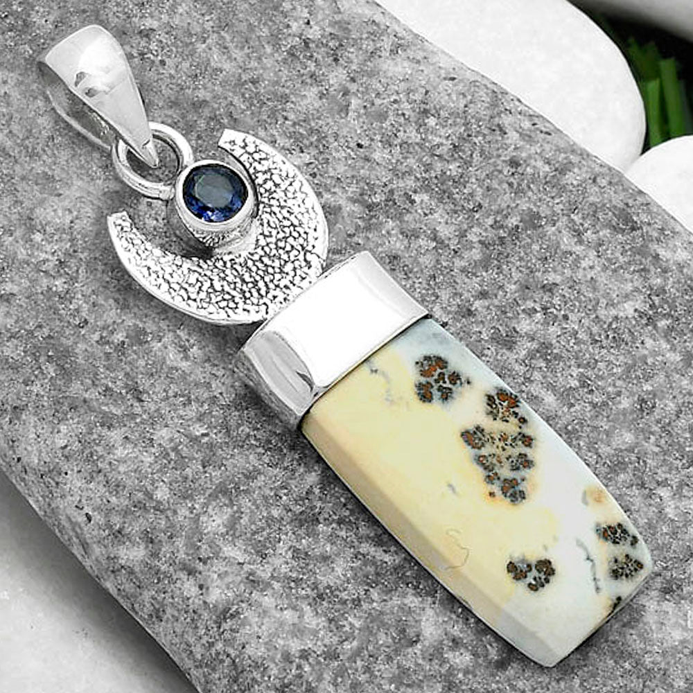 Crescent Moon Maligano Jasper & Iolite Pendant P-1453 SDP103233-2