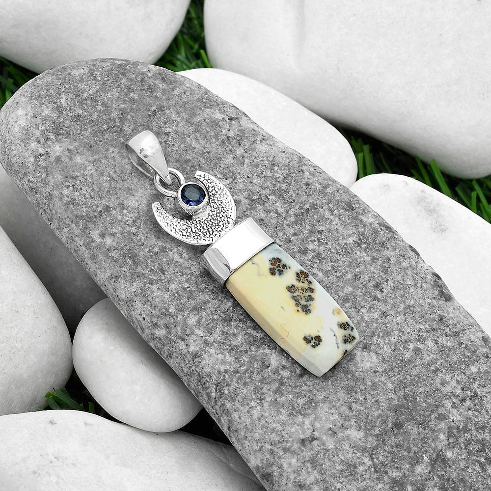 Crescent Moon Maligano Jasper & Iolite Pendant P-1453 SDP103233-1