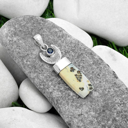 Crescent Moon Maligano Jasper & Iolite Pendant P-1453 SDP103233-1