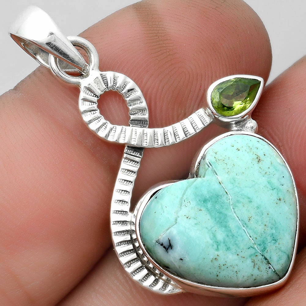 Heart Dendritic Chrysoprase - Africa & Peridot Pendant P-1111 SDP104203-0