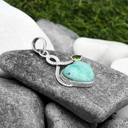 Heart Dendritic Chrysoprase - Africa & Peridot Pendant P-1111 SDP104203-1