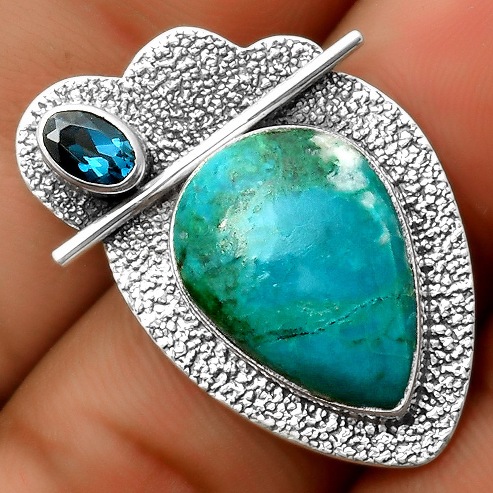 Azurite Chrysocolla & London Blue Topaz Pendant P-1338 SDP113027-2