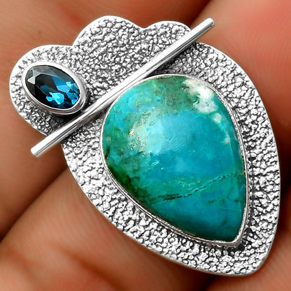 Azurite Chrysocolla & London Blue Topaz Pendant P-1338 SDP113027-1